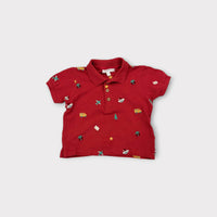 Purebaby Red Christmas Embroidered Polo, Size 1