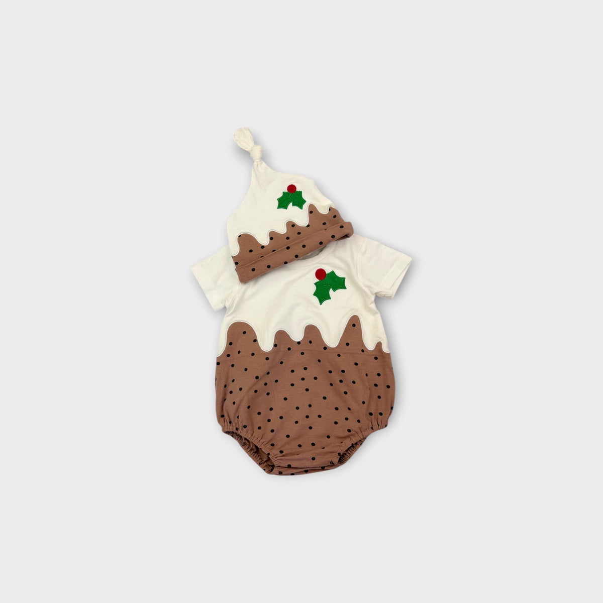 Minihaha Christmas Pudding Romper & Hat Set, Size 0