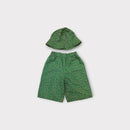 Green Candy Cane Shorts & Bucket Hat Set, Size 4-5