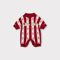 Mini Motif Little Elf Candy Cane Knit Romper, Size 000