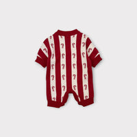 Mini Motif Little Elf Candy Cane Knit Romper, Size 000