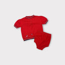 Vintage Red & Navy Knit Set, Size 00