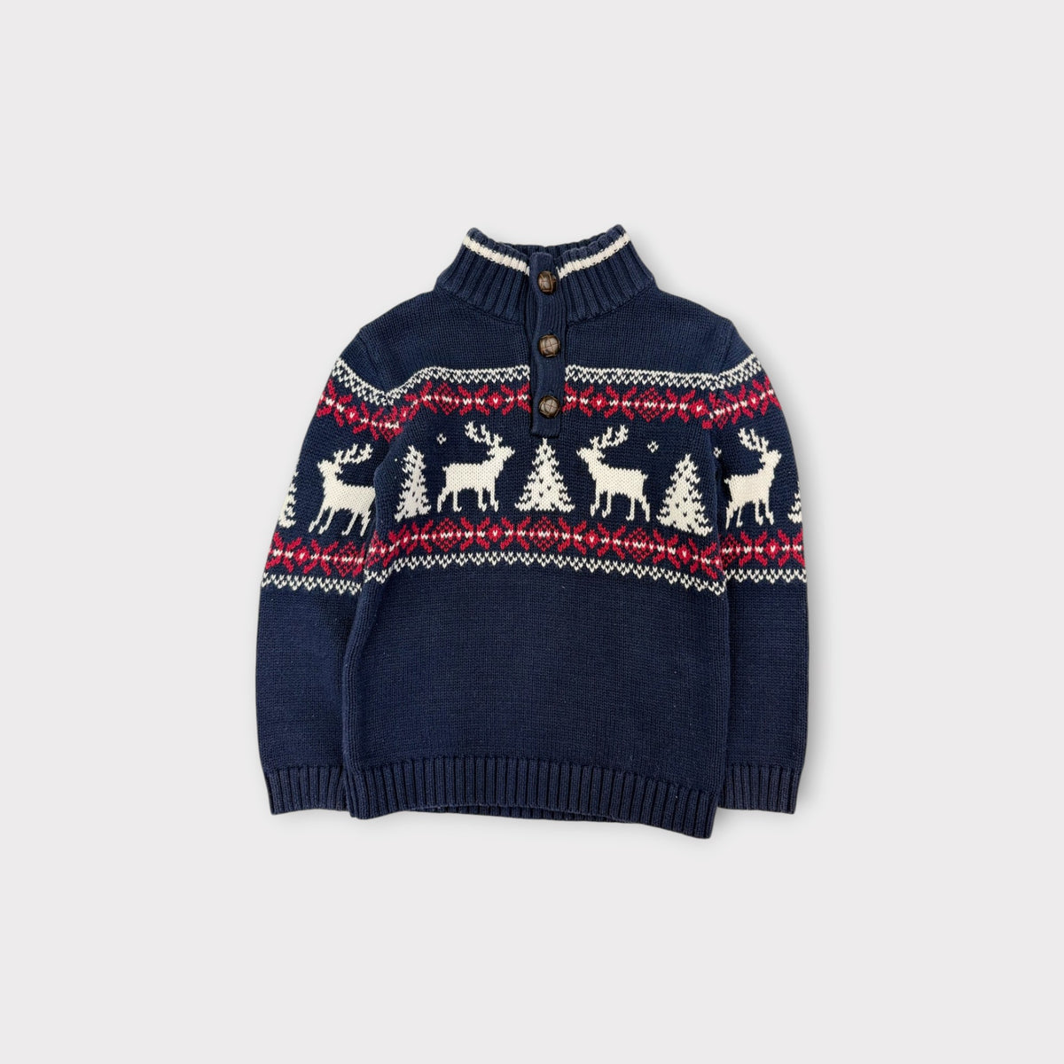 Navy Knit Christmas Jumper, Size 4-5