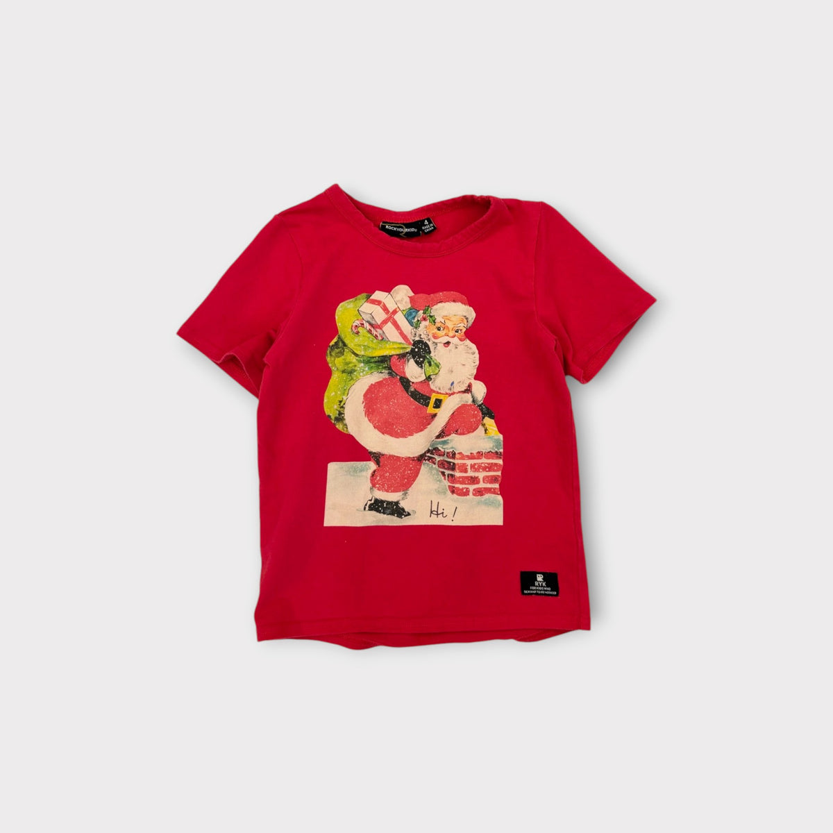Rock Your Kid Red Santa T-Shirt, Size 4