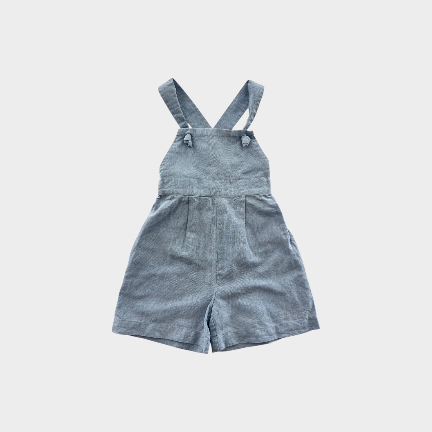 Chloe & Amelie Blue Linen Shortalls, Size 1
