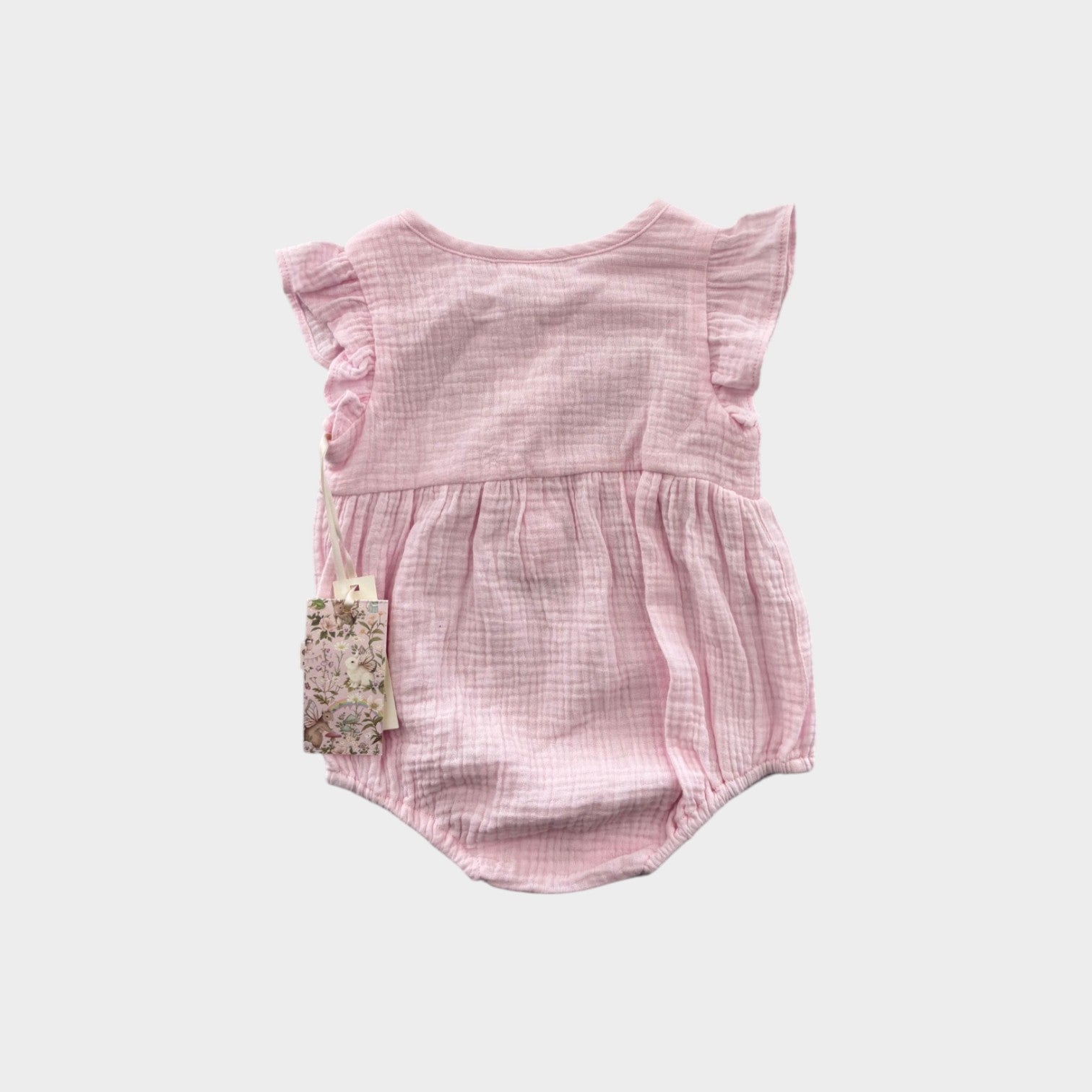 Fleur Harris Pink Muslin Romper, Size 1