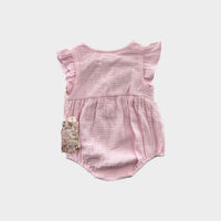 Fleur Harris Pink Muslin Romper, Size 1