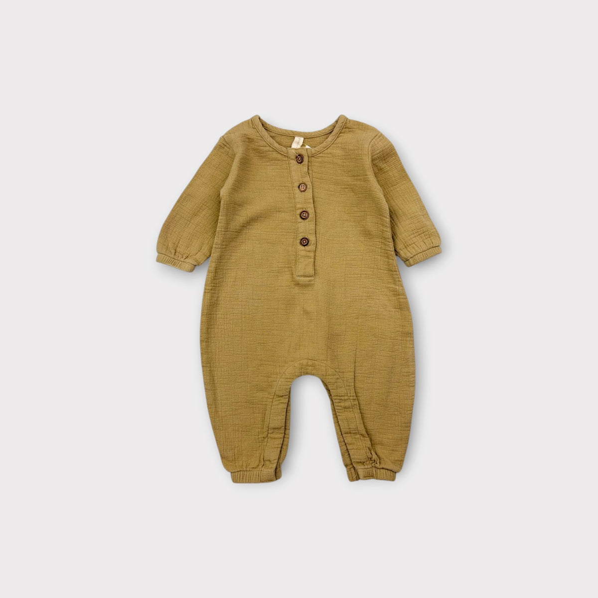 Quincy Mae Sand Button-Down Jumpsuit, Size 000
