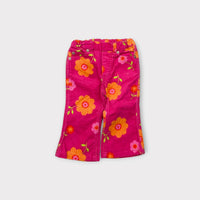 Pink Floral Velour Flare Pants, Size 0