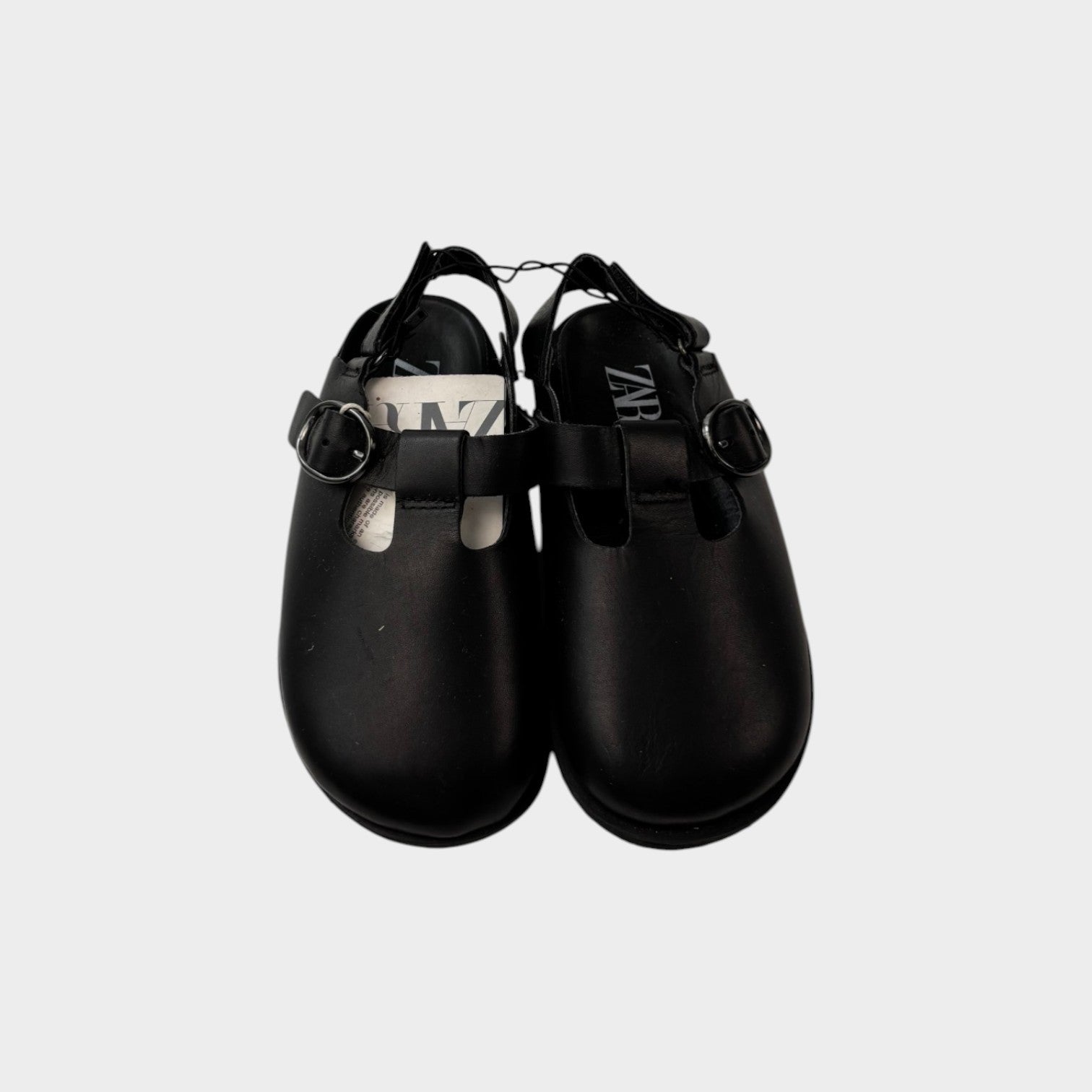 Black Leather Clogs, Size EU 27