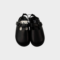 Black Leather Clogs, Size EU 27