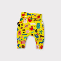 Kip & Co Yellow Dogs & Cats Print Leggings, Size 00