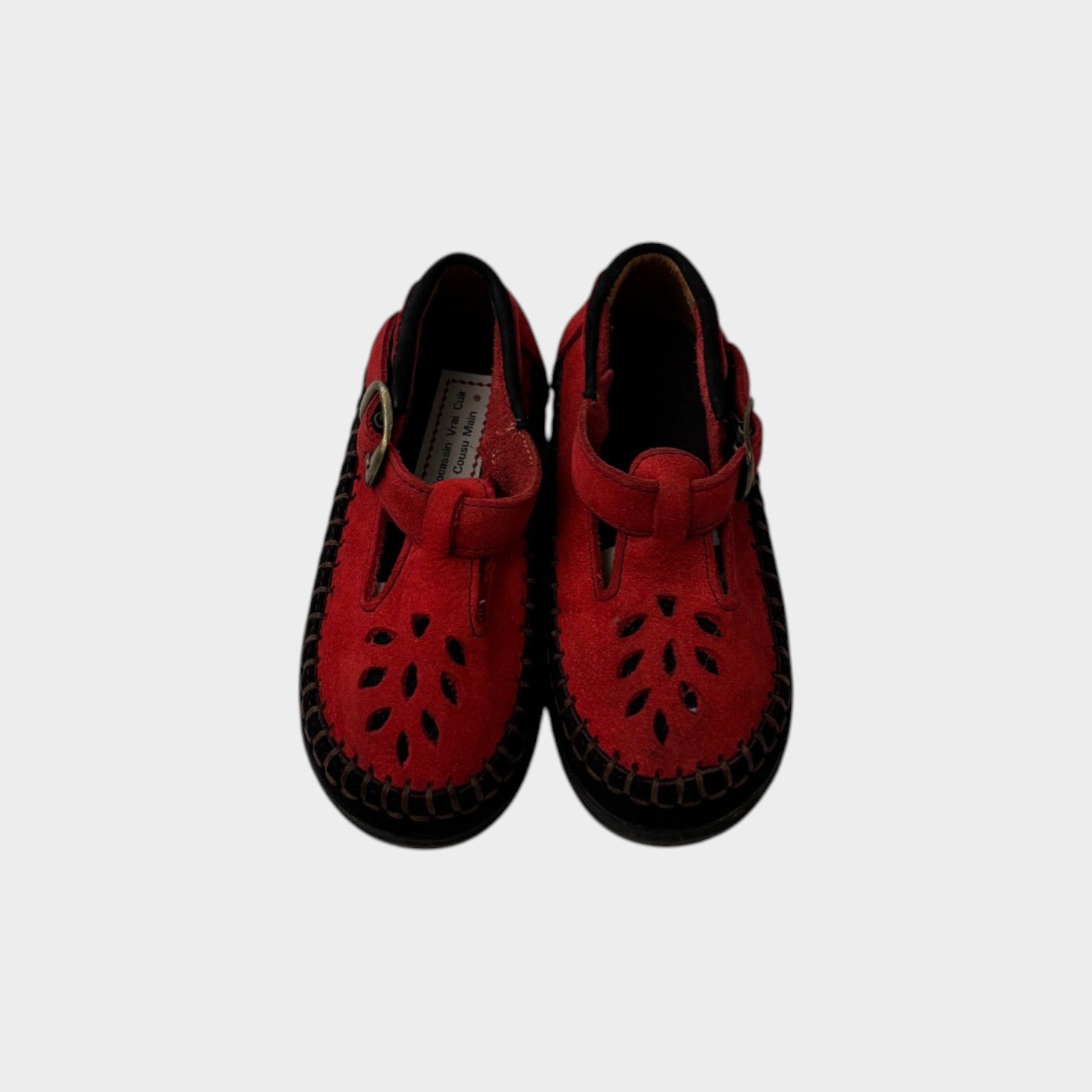 Vintage Leather Red Mary Janes, Size EU 22