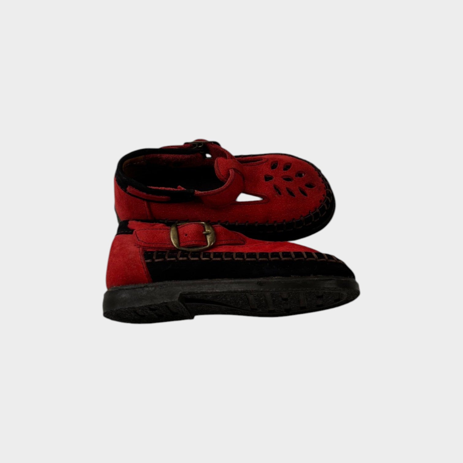 Vintage Leather Red Mary Janes, Size EU 22