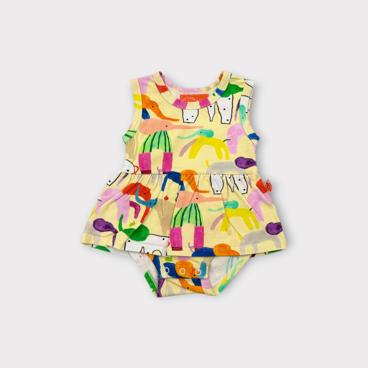 Halcyon Nights Yellow Patterned Romper, Size 00