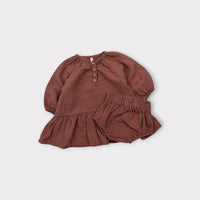 Quincy Mae Mauve Taupe Muslin Set, Size 00