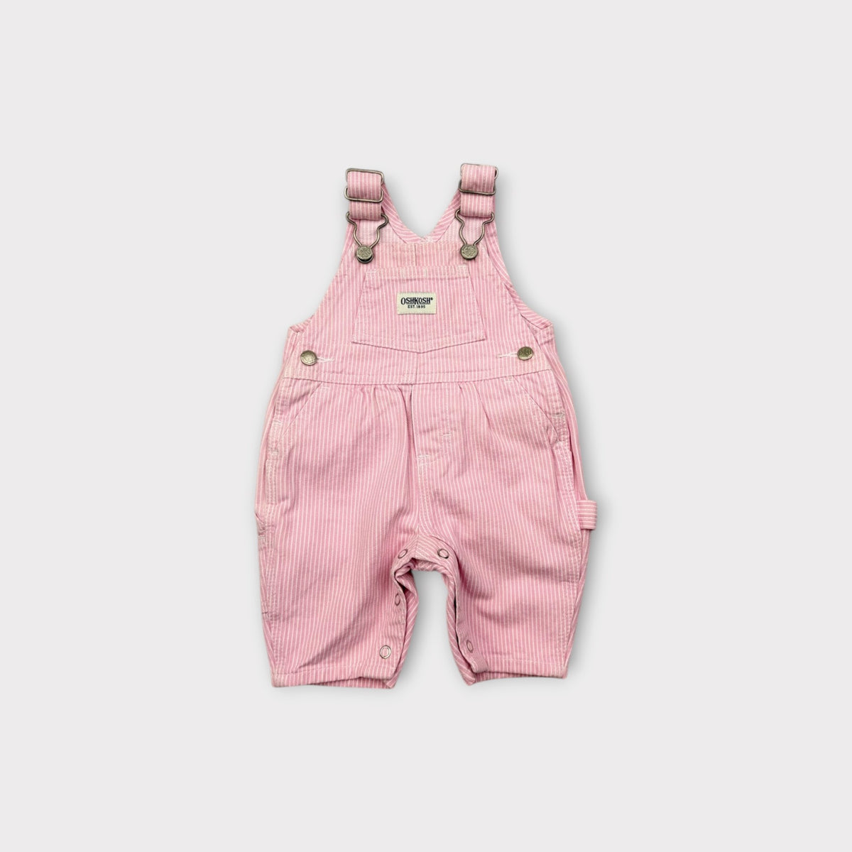 OshKosh Y2K Pink Stripe Carpenter Overalls, Size 000
