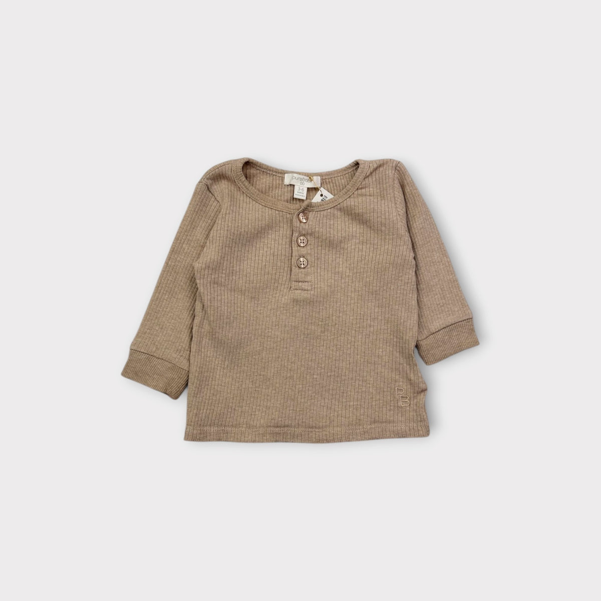 Purebaby Ribbed Long Sleeve, Size 00