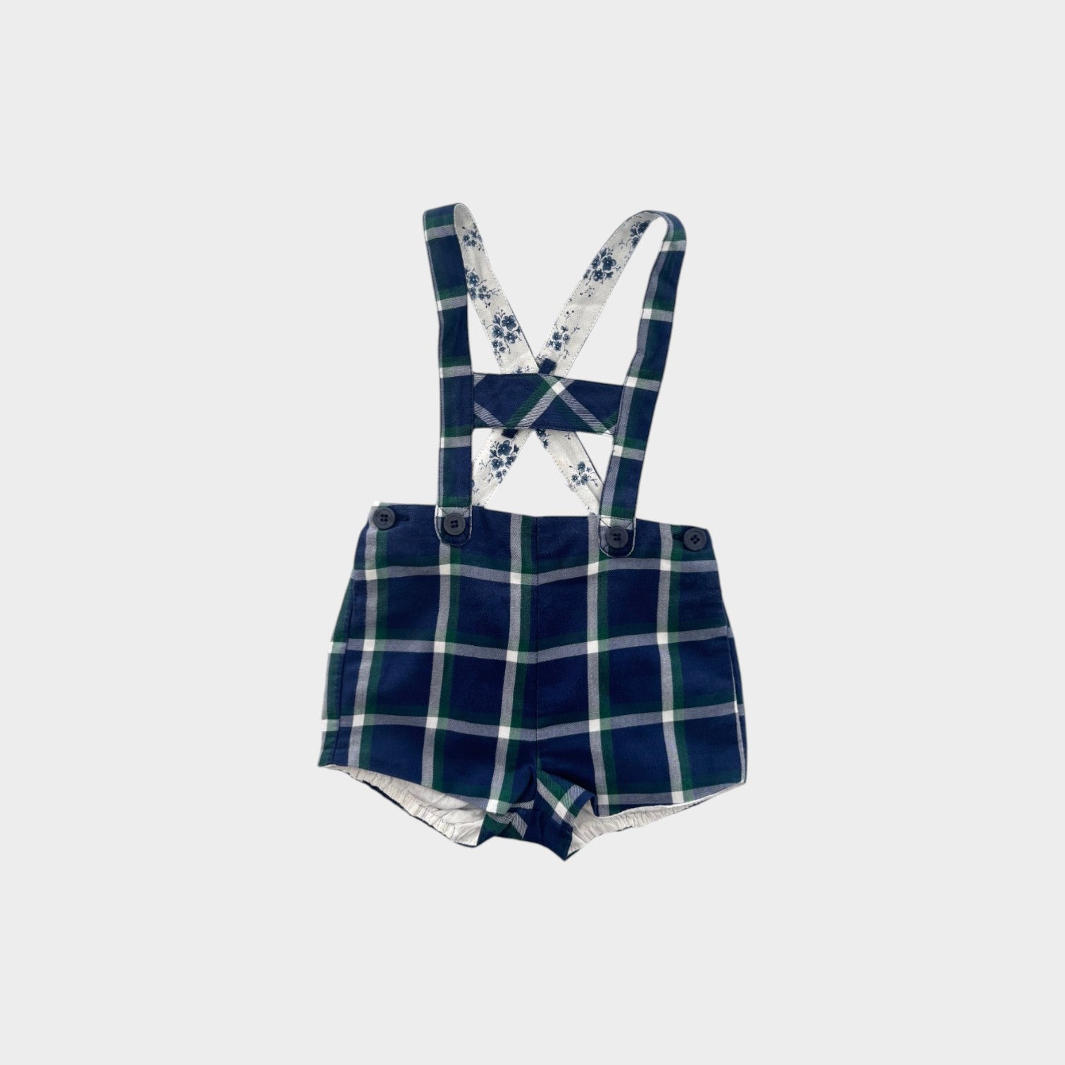 Blue Plaid Shortalls, Size 2