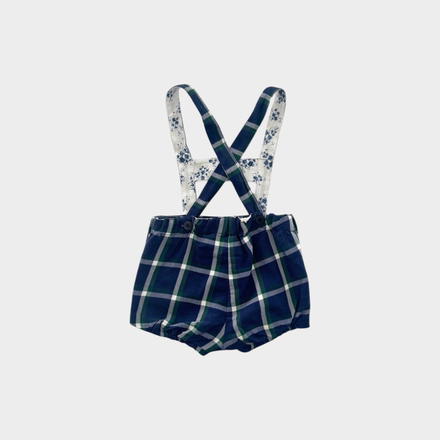 Blue Plaid Shortalls, Size 2