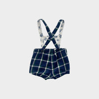 Blue Plaid Shortalls, Size 2