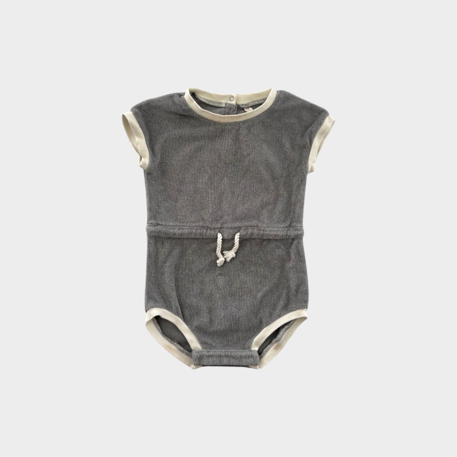Quincy Mae Grey Terry Romper, Size 2