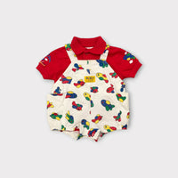 Vintage OshKosh B'Gosh Pudgy Planes Bubble Overalls and Shirt Set, Size 6-9M