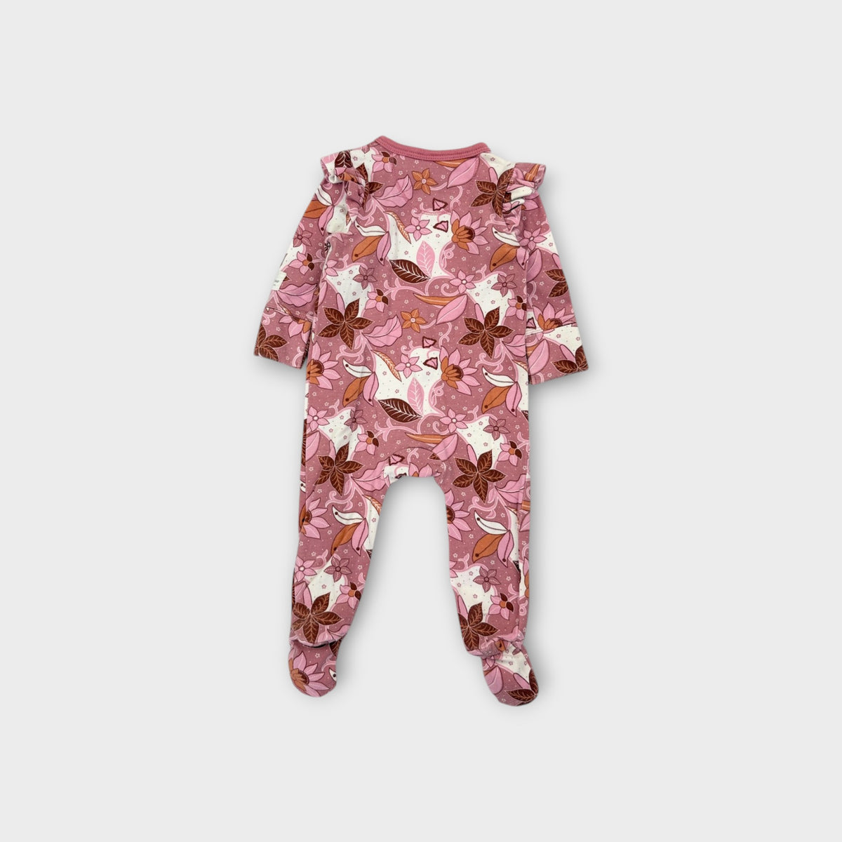 Country Road Pink Floral Zip Onesie, Size 000