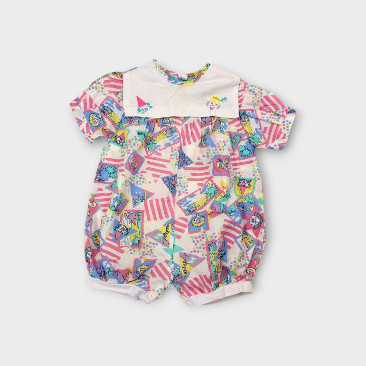 Vintage Clown Print Romper, Size 1