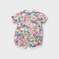 Vintage Clown Print Romper, Size 1