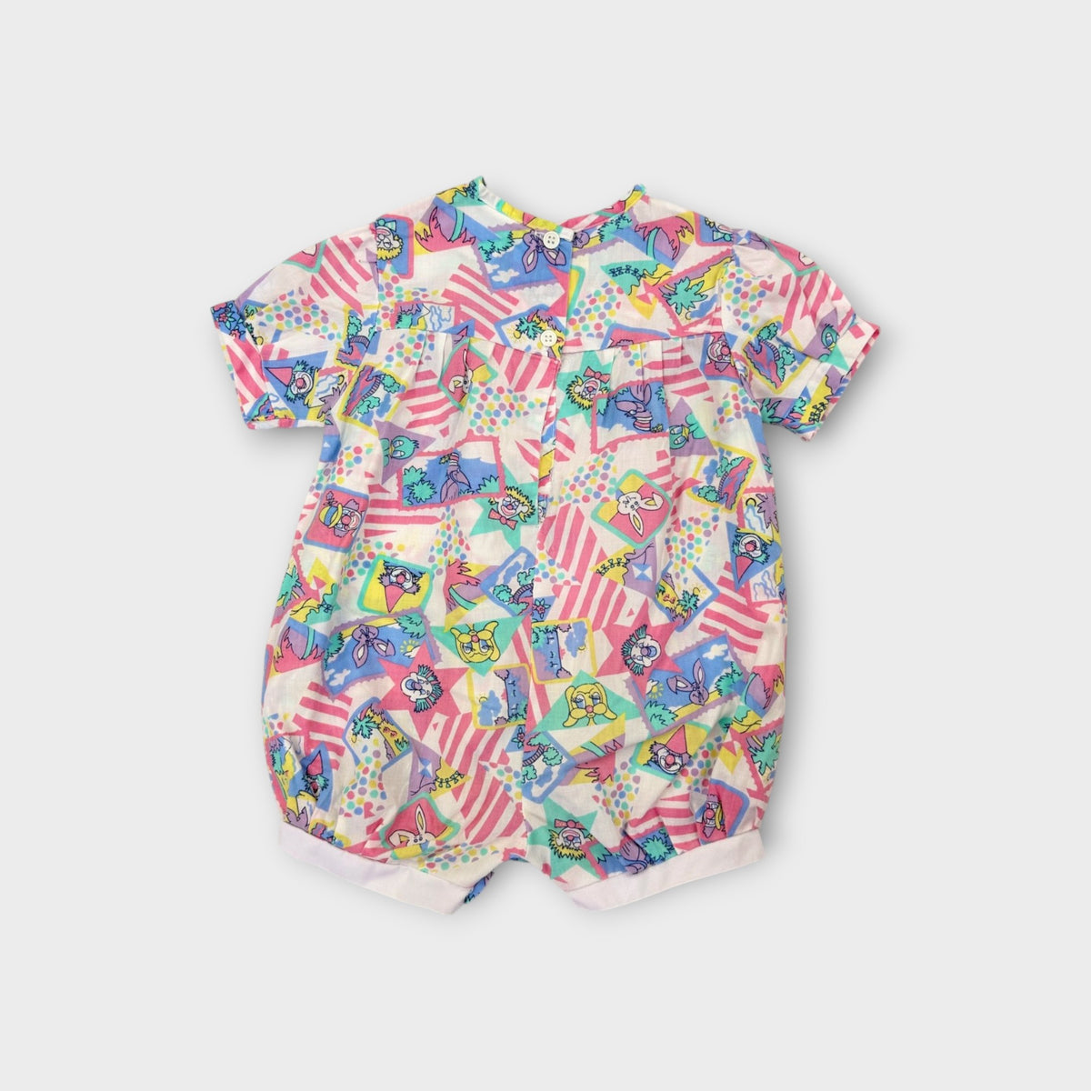 Vintage Clown Print Romper, Size 1