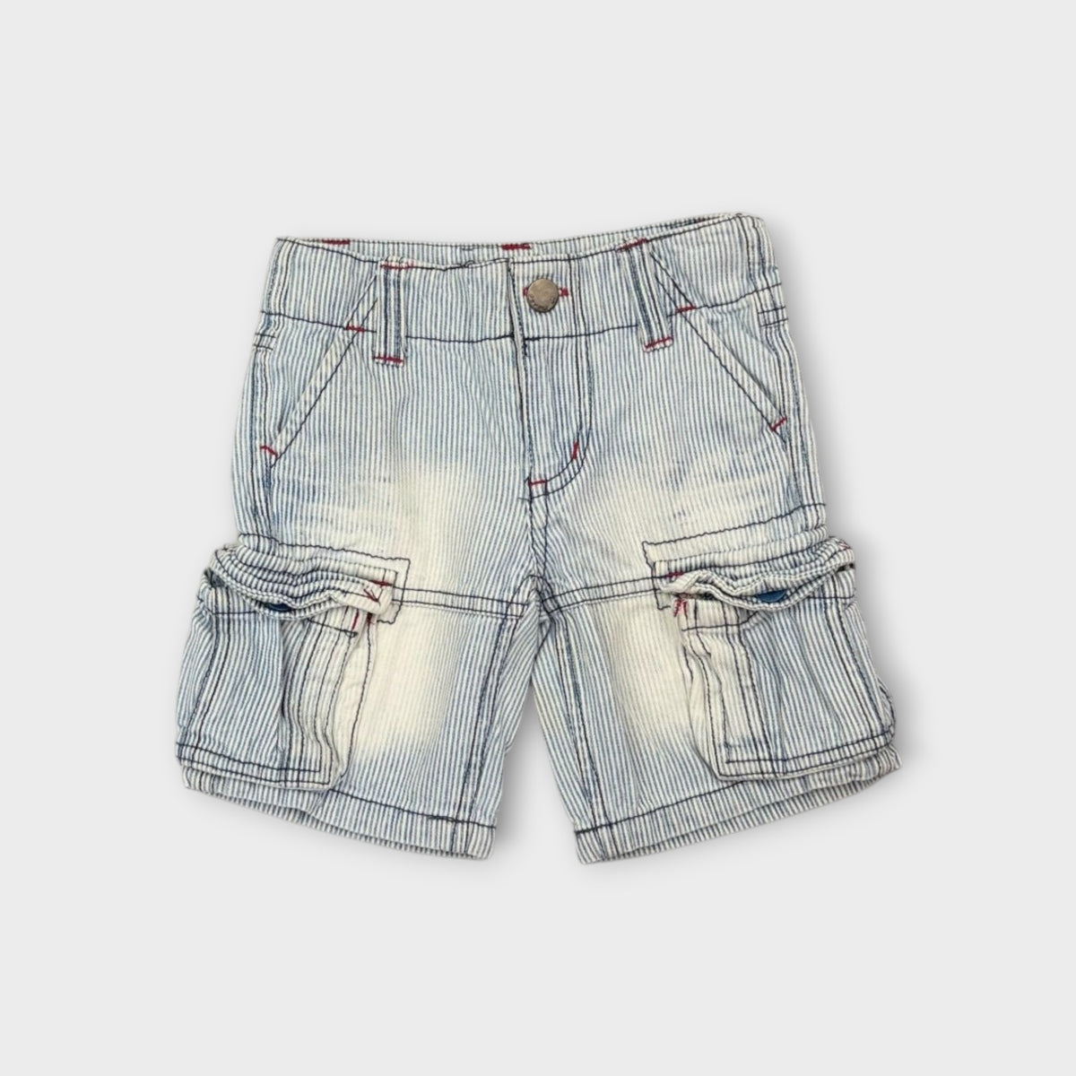 Pumpkin Patch Stripe Denim Cargo Shorts, Size 1