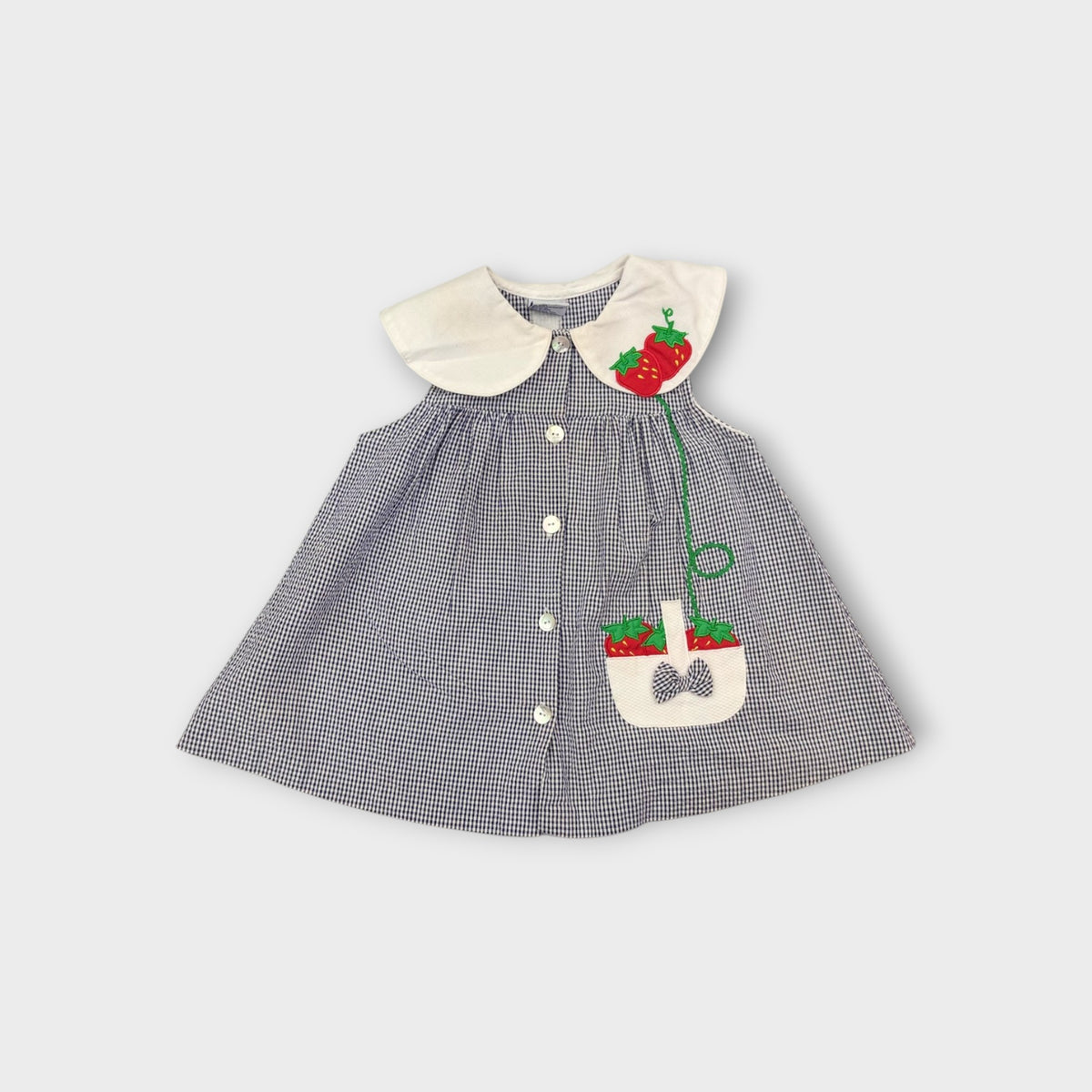 Vintage Strawberry Gingham Blouse, Size 4