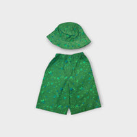 Green Star Bucket Hat and Shorts Set, Size 2-3