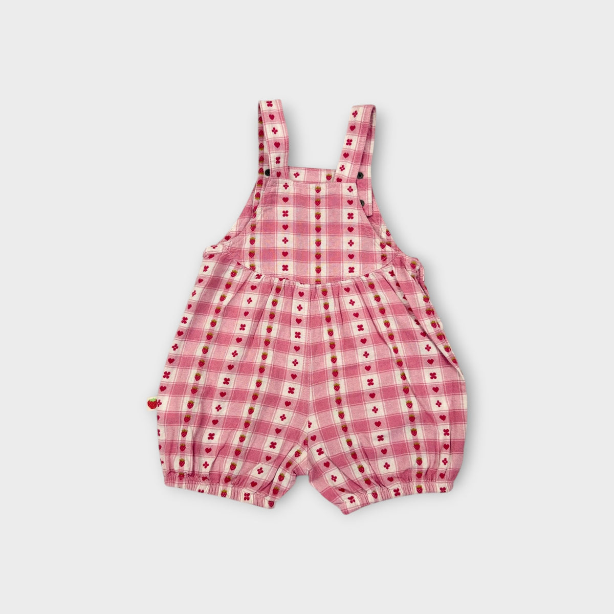 Goldie & Ace Pink Gingham Strawberry Overalls, Size 2