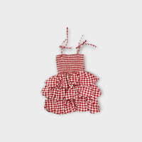 Red Gingham Tiered Dress, Size 2
