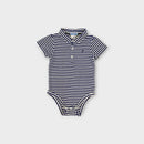 Jacadi Paris Navy Stripe Polo Bodysuit, Size 1