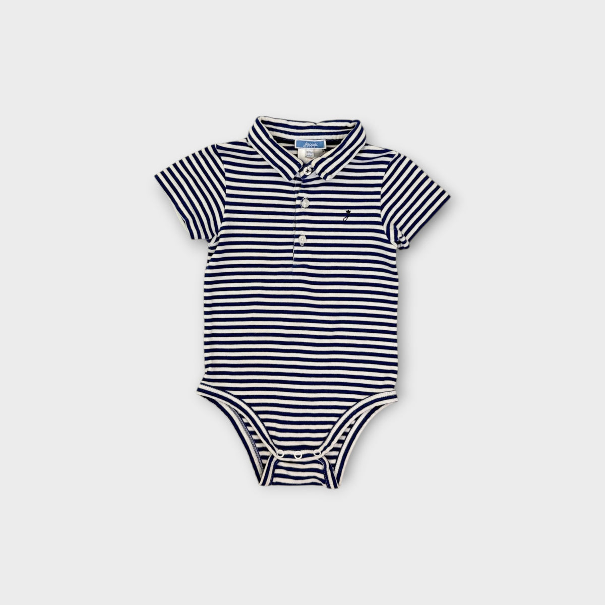 Jacadi Paris Navy Stripe Polo Bodysuit, Size 1
