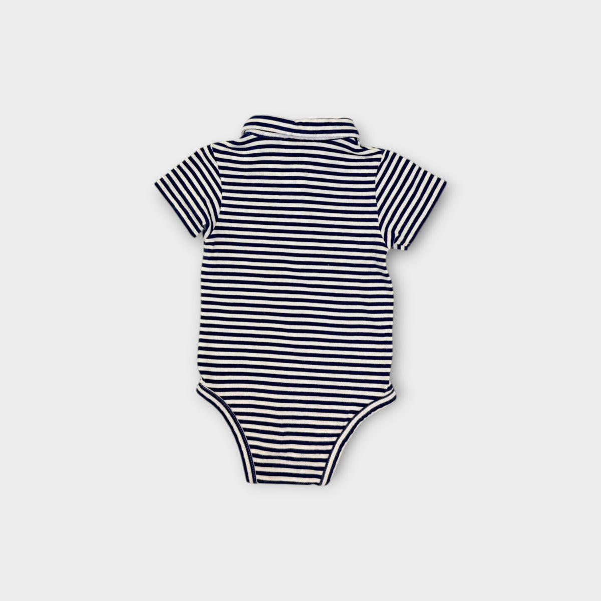 Jacadi Paris Navy Stripe Polo Bodysuit, Size 1