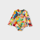 Seafolly Havana Print Long Sleeve Swimsuit, Size 1