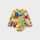 Seafolly Havana Print Long Sleeve Swimsuit, Size 1
