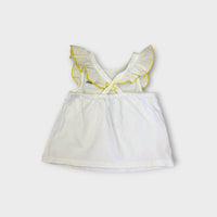 Jacadi White & Yellow Frill Top, Size 4
