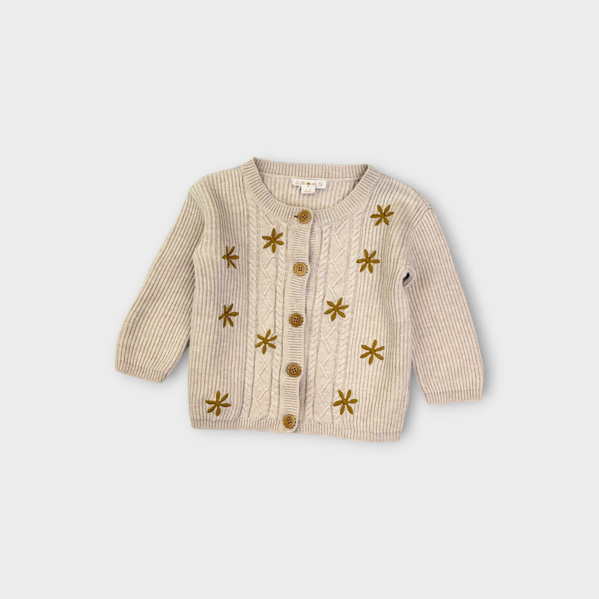 Grown Flower Embroidered Cardigan, Size 1