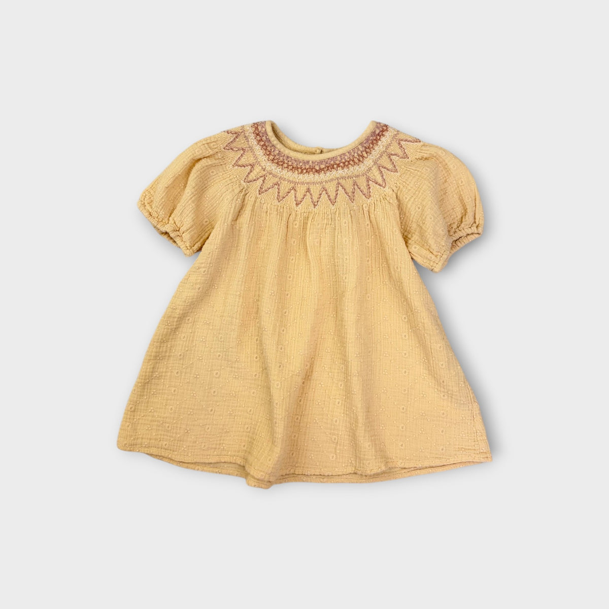 Yellow Smocked Muslin Dress, Size 18M