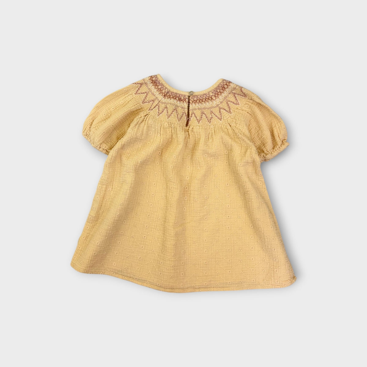 Yellow Smocked Muslin Dress, Size 18M