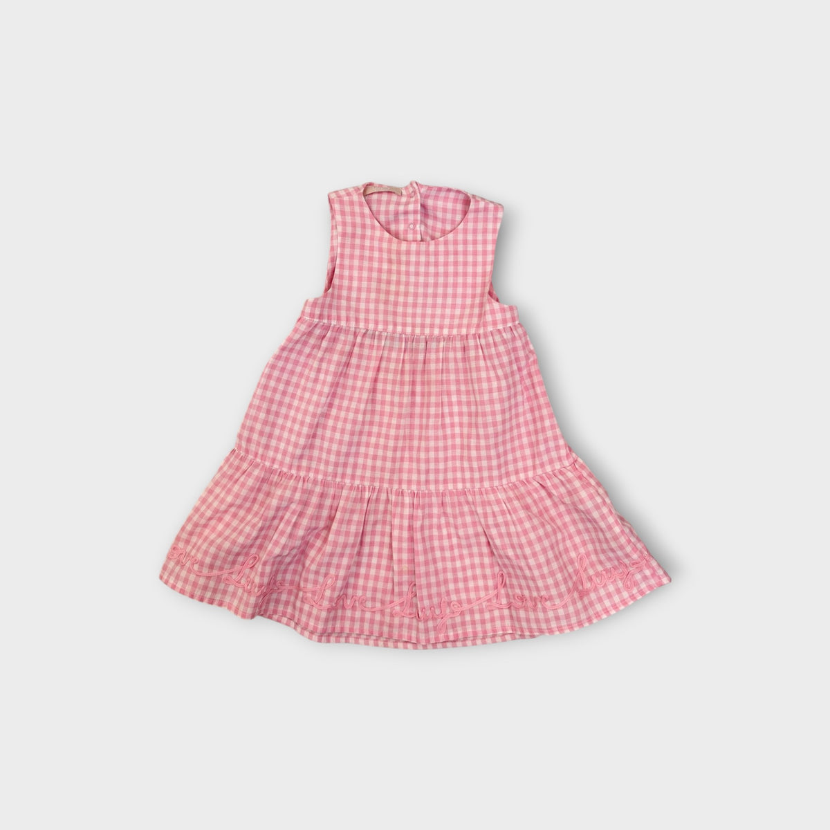 Pink Gingham Tiered Dress, Size 1