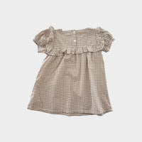 Beige Gingham Frill Dress, Size 3