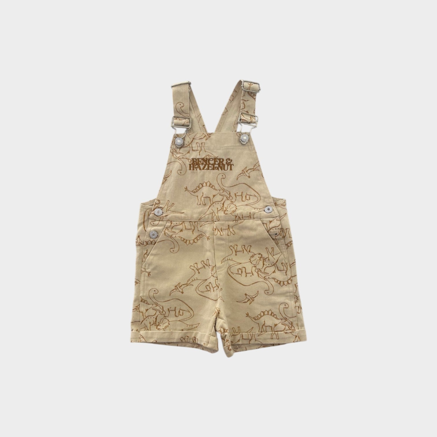 Bencer & Hazelnut Dino Shortalls, Size 3