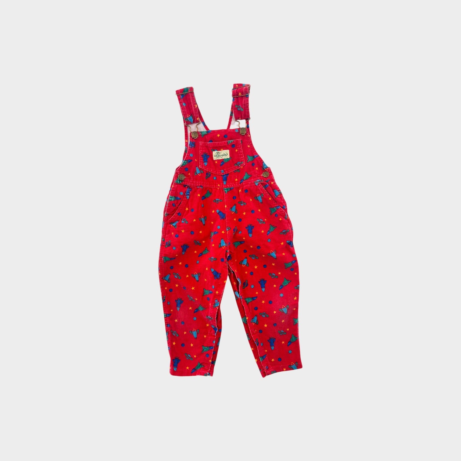 Vintage Red Space Corduroy Overalls, Size 3