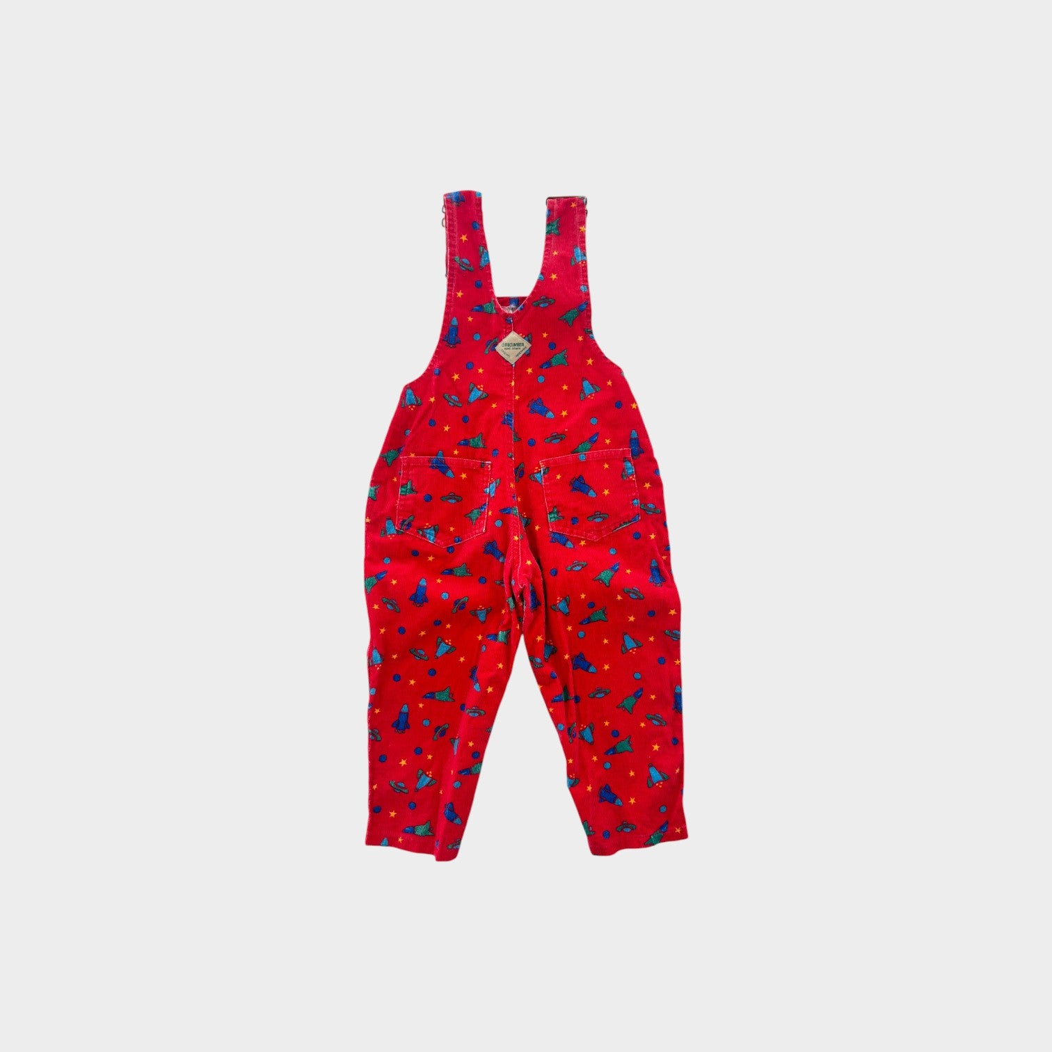 Vintage Red Space Corduroy Overalls, Size 3